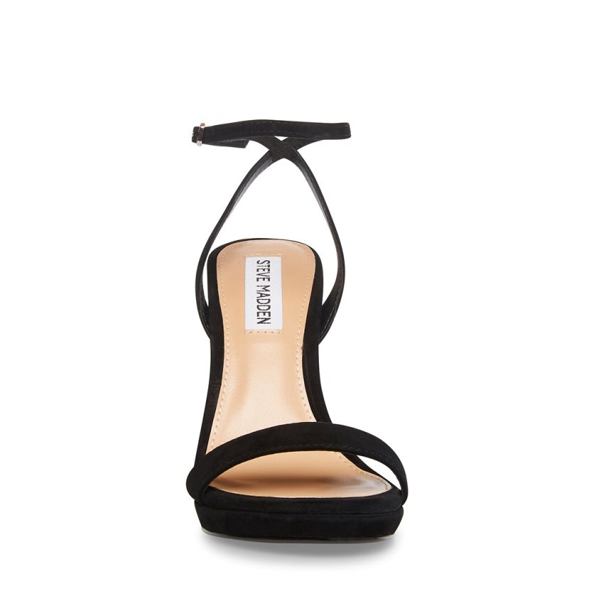 Sandalias Tacones Steve Madden Wafer Gamuza Mujer Negras | ES AQ9240